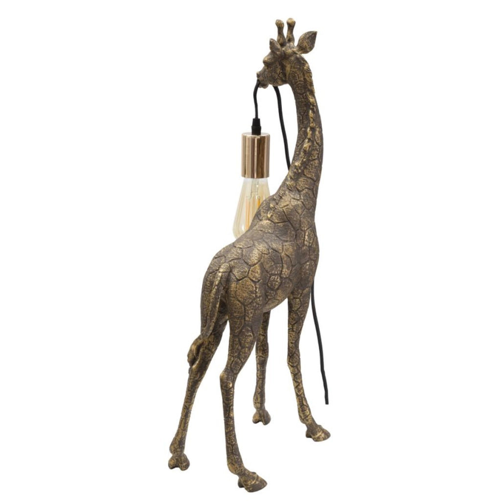 Lampada da tavolo Giraffa piccola in resina oro antico