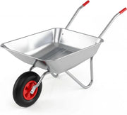 Carriola da Giardino, Carriola a Ruota Singola con 2 Manici Ergonomici e Ruota in Gomma, Capacità 62,5L 136 kg, Acciaio Zincato, per Giardinaggio, Costruzioni e Trasporto, 133 x 60 x 64 cm
