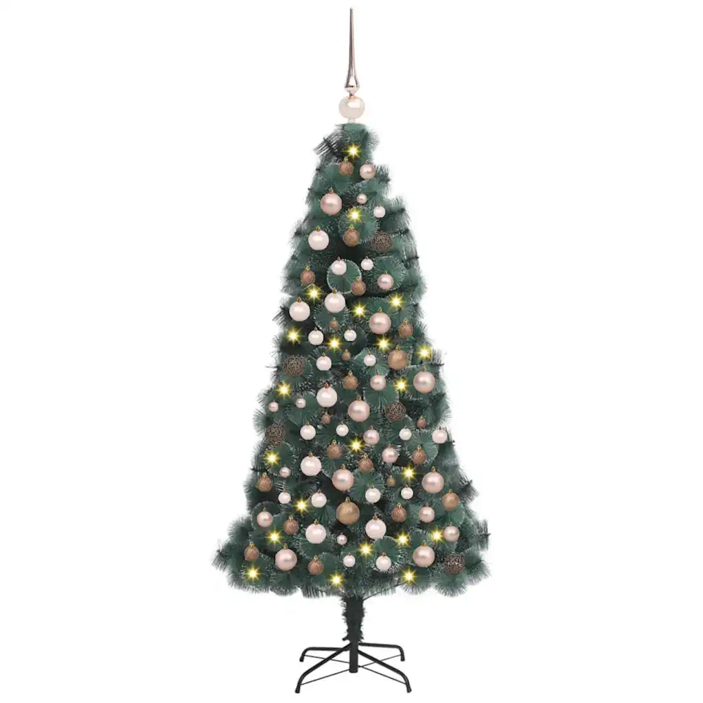 Albero di Natale | Decorazioni natalizie artificiale preilluminato con set di palline