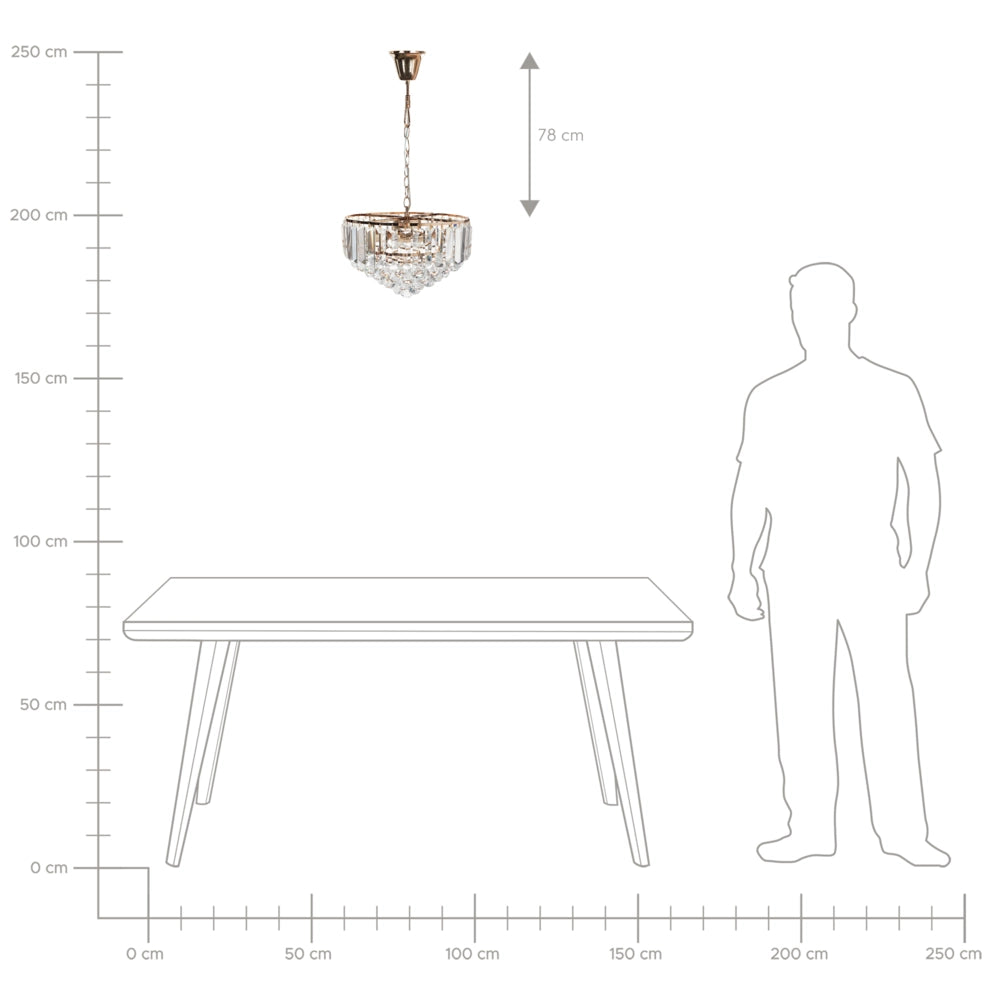 Lampadario in metallo dorato ⌀ 40 cm Lampada a sospensione Cristalli di vetro Stile Glamour