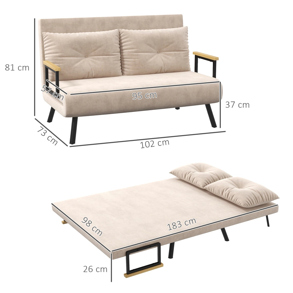 Poltrona letto reclinabile in poliestere beige con schienale a 5 posizioni, 102 x 73 x 81 cm