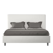 BS COM Letto queen size senza rete imbottito 150x200 similpelle bianco
