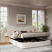 letto imbottito bouclé bianco 180 x 200 cm