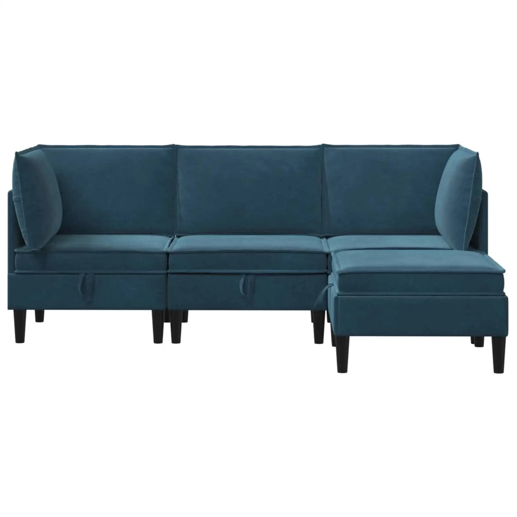 Set di mobili per il soggiorno con cuscino 4 pcs Blu Velluto 3413770