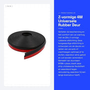 Gomma di Sigillatura a Forma Z - Porta/Vetro - Resistente all'Uso - Gomma EPDM - Isolante Acustico - Sostenibile - Gomma di Sigillatura per Porte