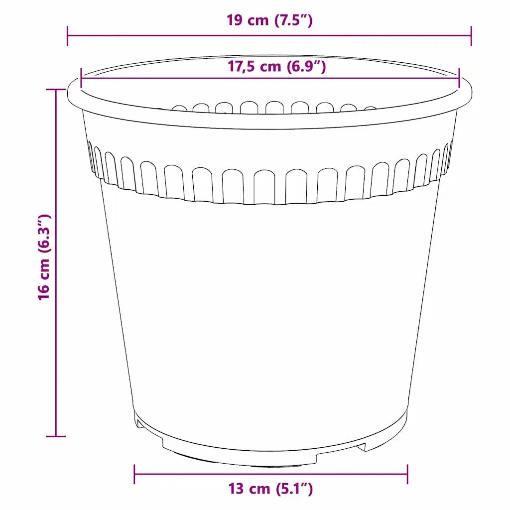 Fioriere | Cassetta per fiori | Vaso Rotondo per Fiori 6 pz Rosso Mattone ? 19 x 16 cm