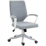 EasyComfort Sedia da Ufficio Ergonomica con Altezza Regolabile, Sedia Scrivania Imbottita Girevole 360° e Funzione Dondolo, in Tessuto effetto Lino Traspirante, per Studio, Grigio