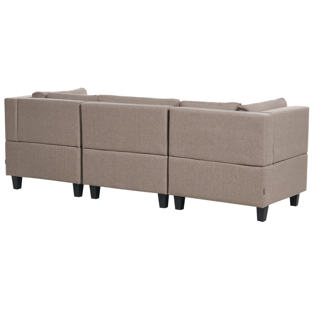 Divano moderno modulare a 3 posti imbottito tessuto poliestere marrone con schienale imbottito stile moderno classico