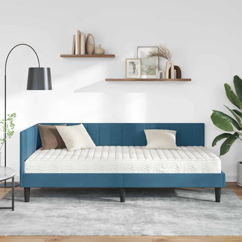 Struttura Letto Angolare con Materasso 2 pcs Blu Velluto 3393967