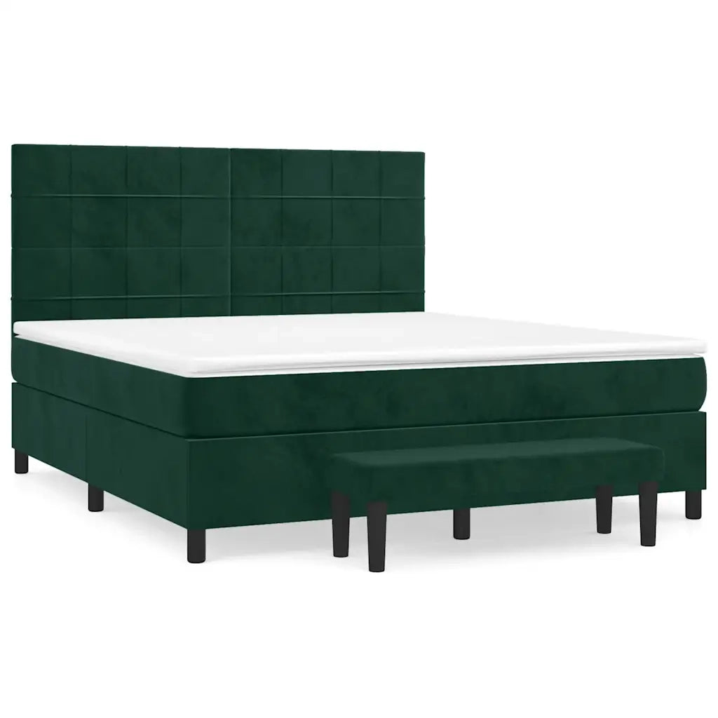 Giroletto a Molle con Materasso Verde Scuro 160x200 cm Velluto 3137854