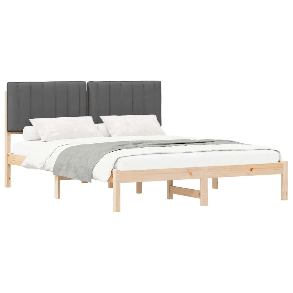 Letto con Testiera Rivestita Grigio scuro 150 x 200 cm