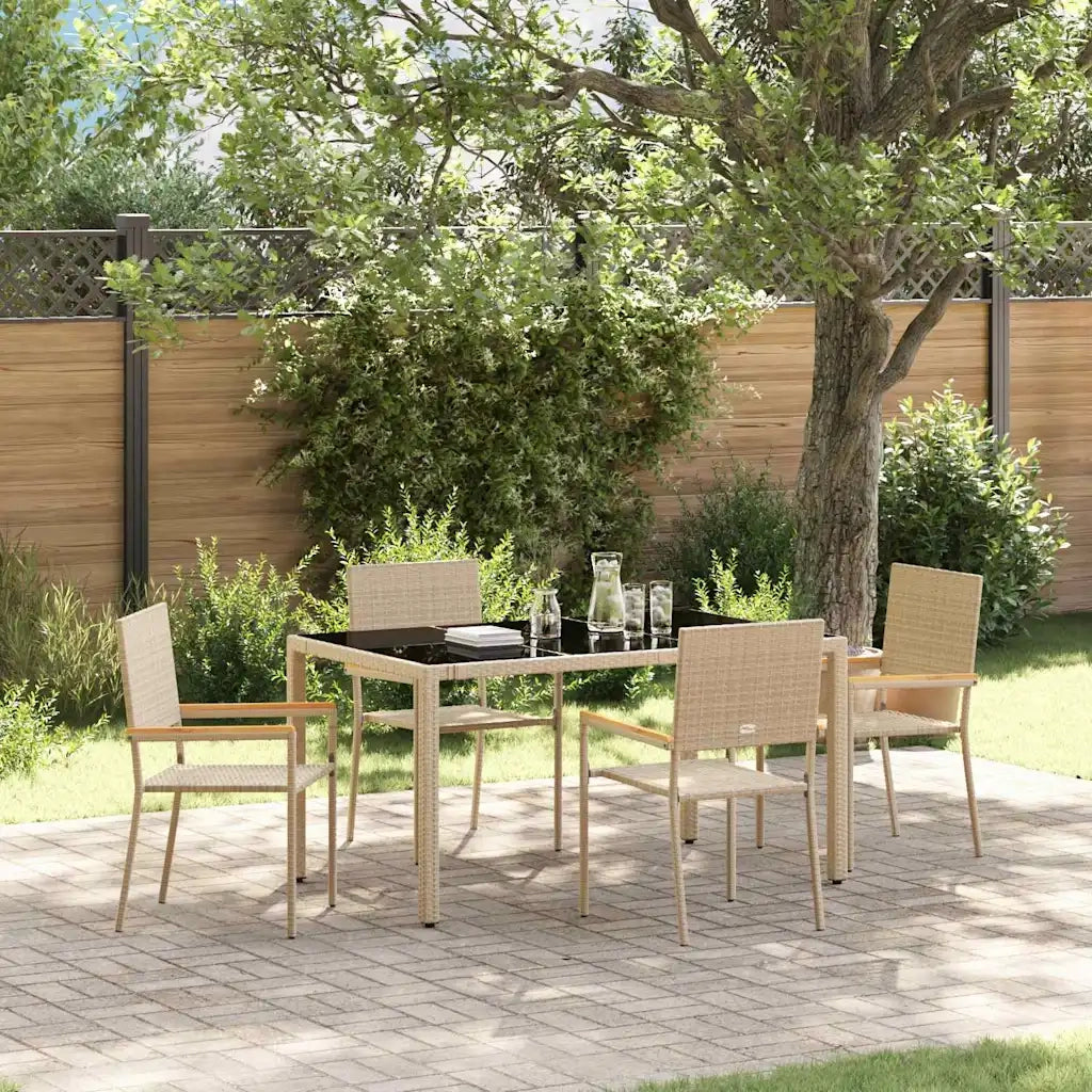 Set da Pranzo per Giardino 5 pcs Beige polyrattan