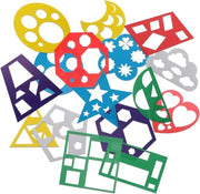 16 stencils geometrici per bambini - forme riutilizzabili a forma di triangolo cerchio cuore per bambini piccoli (15 × 15 cm)