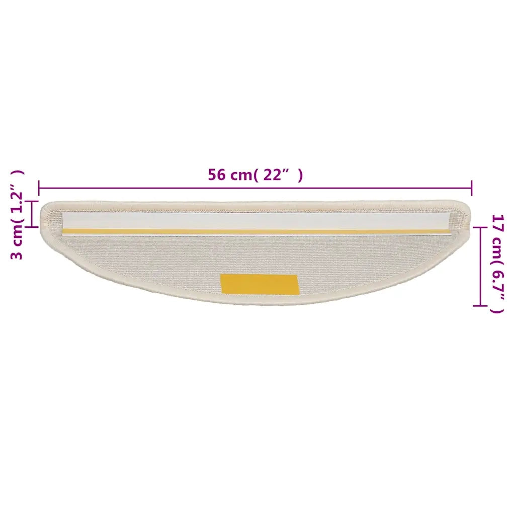 Tappetini per scale 15 pz | Gradini per Scale 56x17x3 cm Bianco Semicircolari