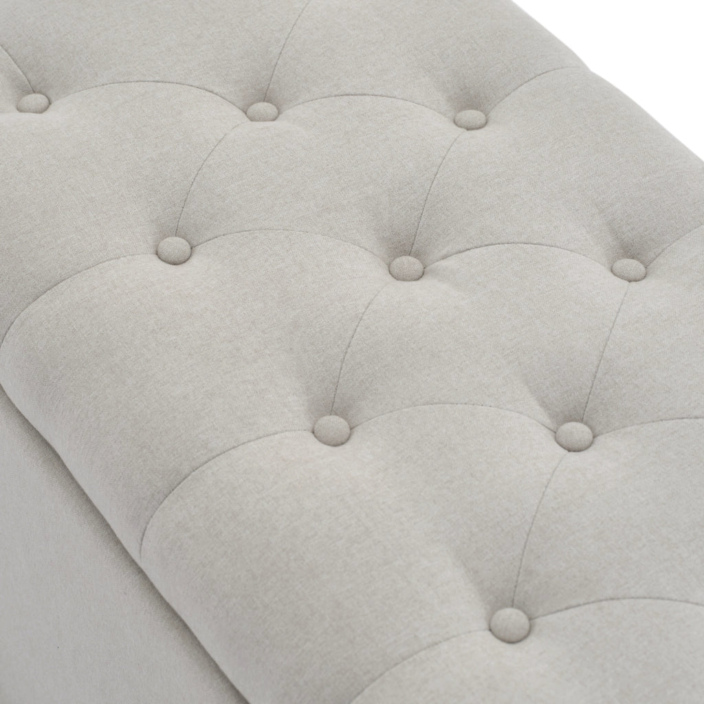 OKWISH Panca Contenitore in Lino, Panca Fondoletto con Vano Contenitore e Seduta Imbottita, Design Europeo, Grigio Chiaro