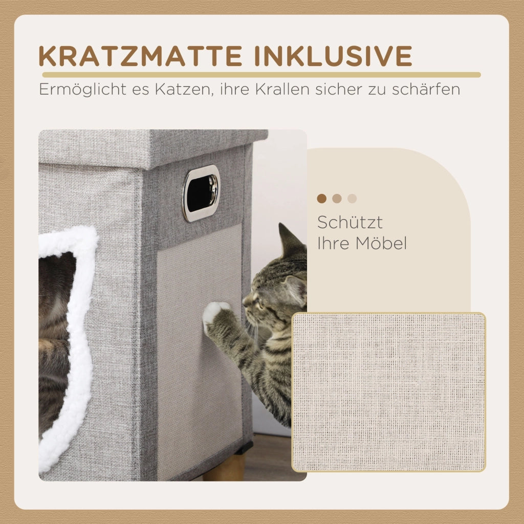 Casetta per Gatti con Cuscino Lavabile e Palla ¨C zephmum ¨C Grigio 35.5x35.5x42.5 cm