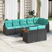 Set Divano da Giardino con cuscino 9 pcs Nero polyrattan 3347851