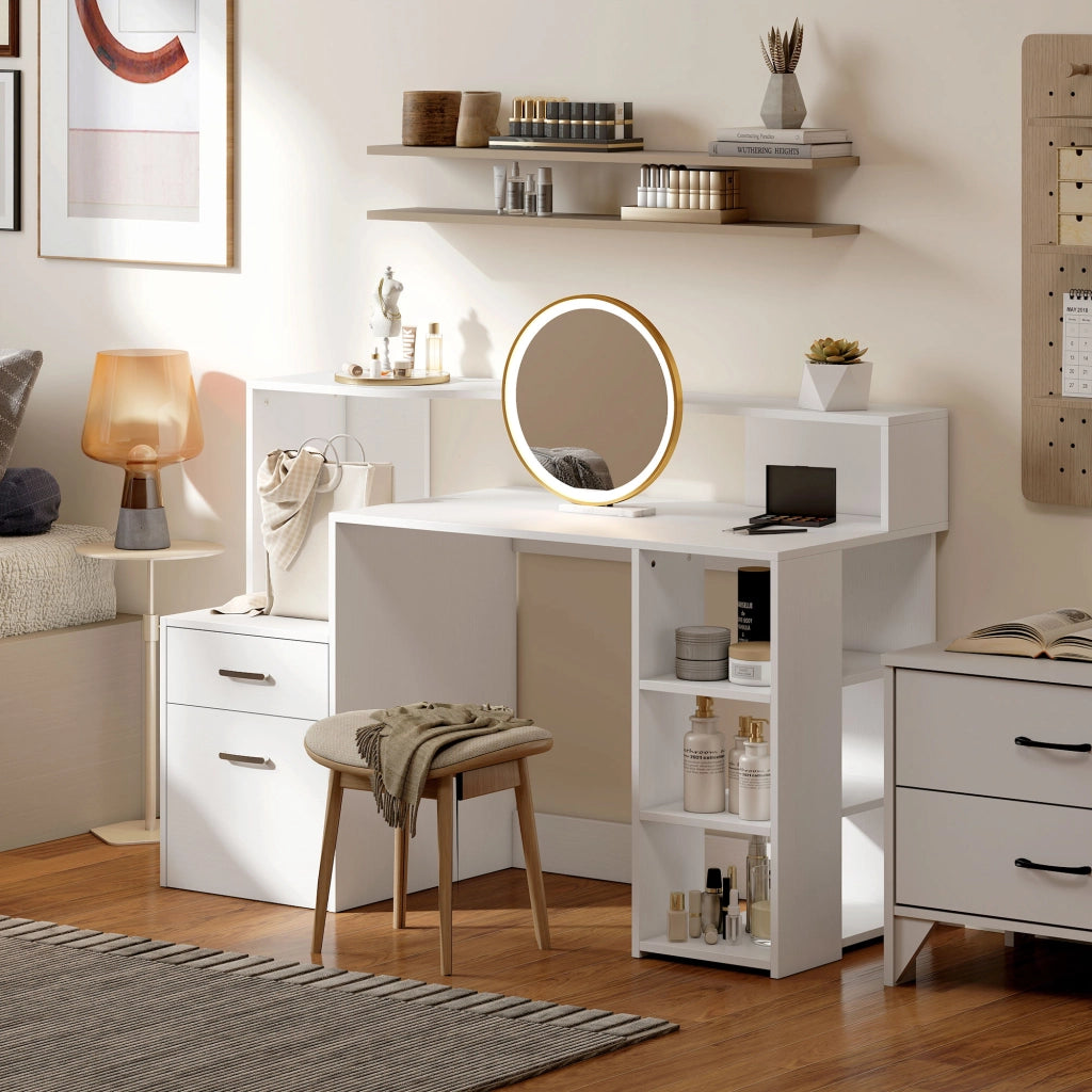 Scrivania con cassetti e scaffale ¨C Minimal ¨C 137x55x92 cm bianco