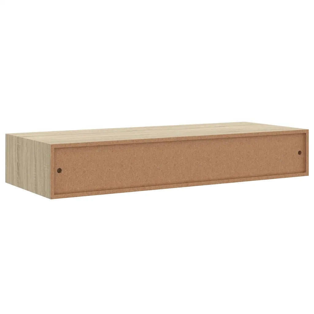 2 pz Scaffali con Cassetti da Parete | Mensola sospesa Rovere 60x23,5x10 cm MDF