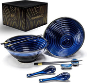 Piatto da ramen - Set di piatti ceramici premium - Compreso cucchiaio e bastoncini da riso - Set da 8 pezzi con e-book ricette