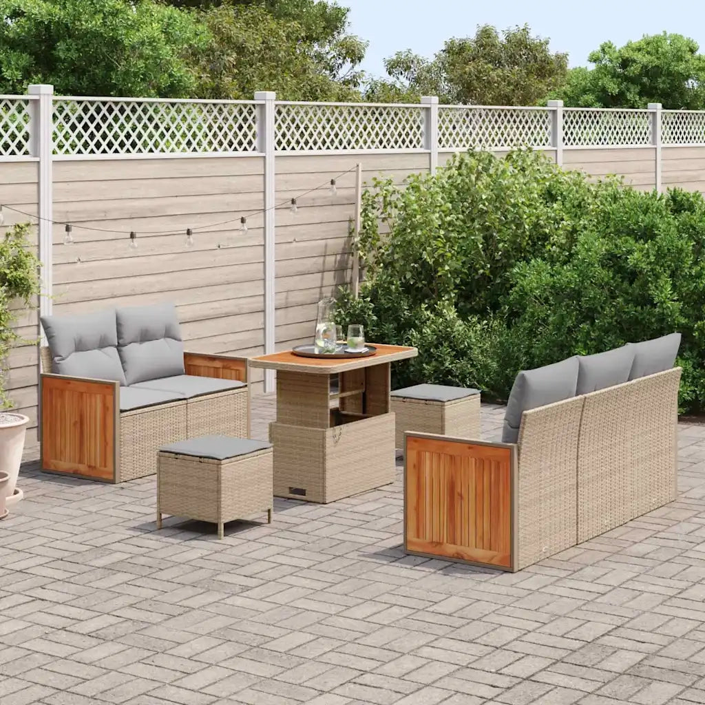Set Divano da Giardino 10 pcs Beige e Grigio Chiaro polyrattan