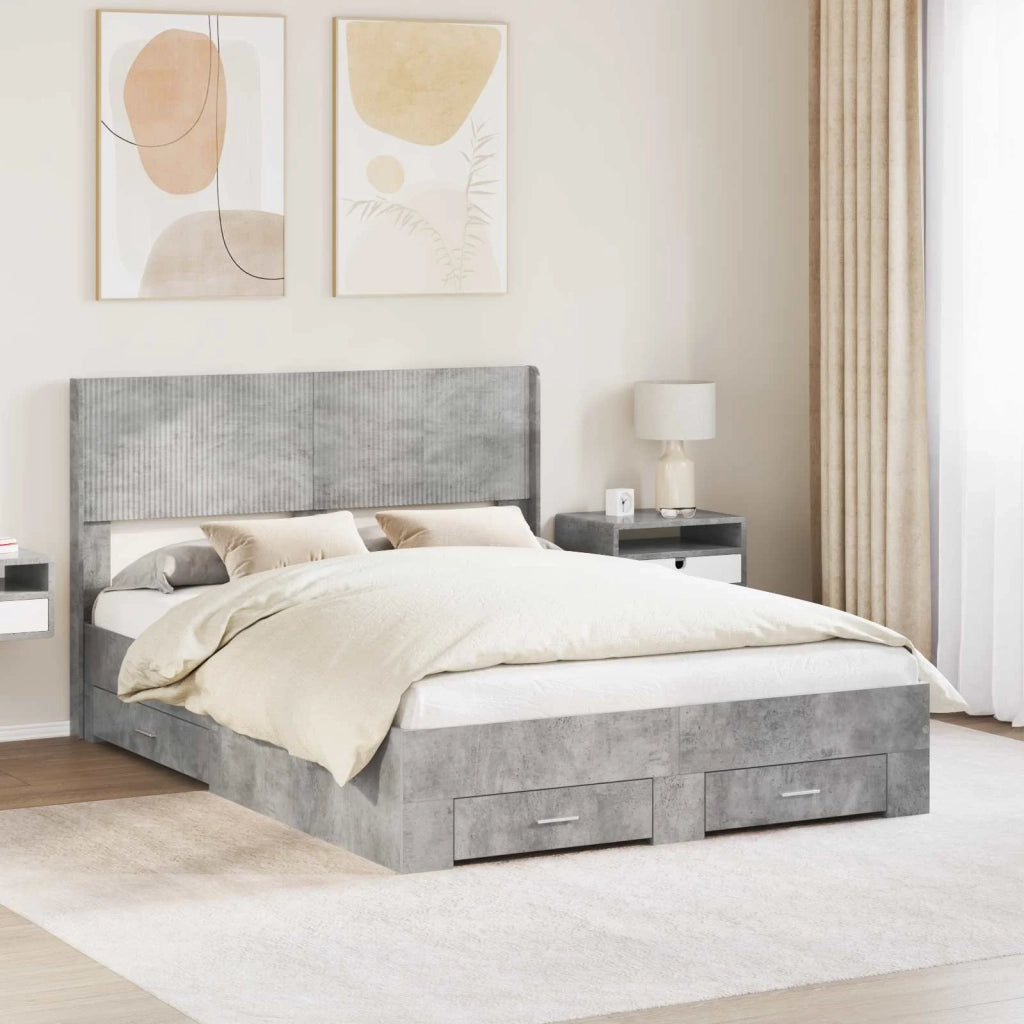 Struttura del letto con stoccaggio e testata Grigio Cemento 3414470