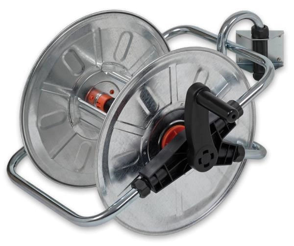 Agrati AG130 Avvolgitubo Murale Girevole Acciaio Zincato 50 m 1-2'' con Staffa Viti Tasselli e 2 Innesti Rapidi