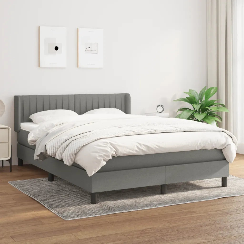 Giroletto a Molle con Materasso Grigio Scuro 140x200cm Tessuto 3129874