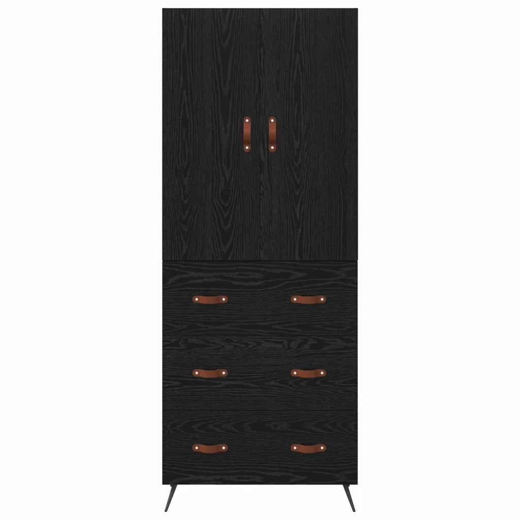 Credenza-Buffet-Armadio da cucina Rovere Nero 69,5 x 34 x 180 cm Legno multistrato 424038