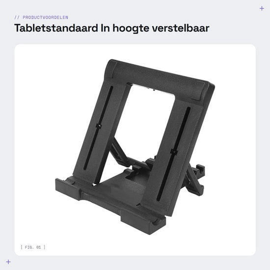Sostegno per Tablet in Kunststof Altofinitura - Regolabile in Altezza - Supporto per Tablet da 7 a 11 Pollici - Gomma Antiscivolo - Robusto e Duraturo - Sostegno per Tablet