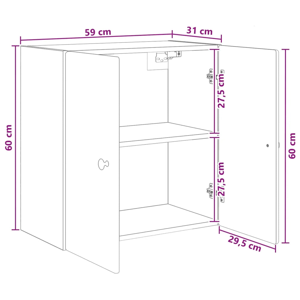 Armadietto a Muro | Mobiletto a muro Nero 59 x 31 x 60 cm Legno ingegnerizzato