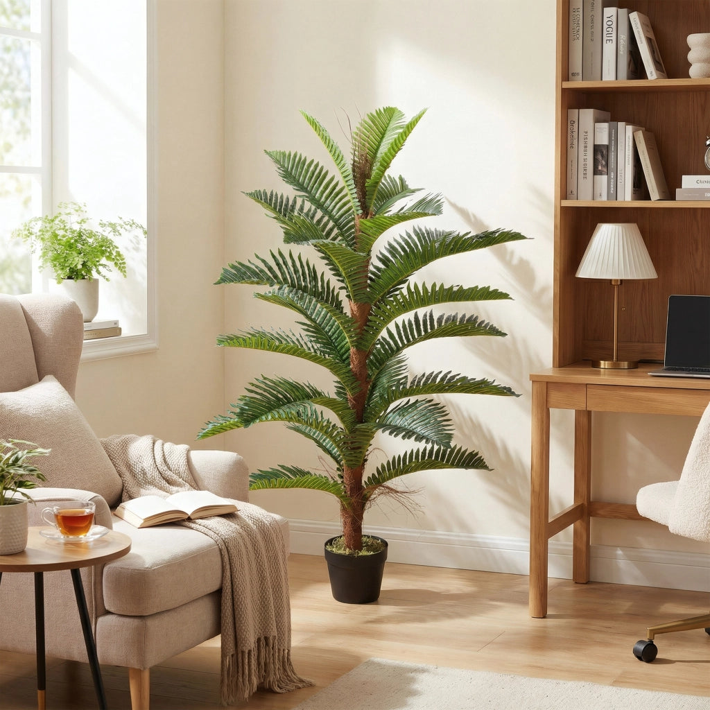 Palma Artificiale ¨C zephmum ¨C Verde 120 cm con Vaso in Plastica