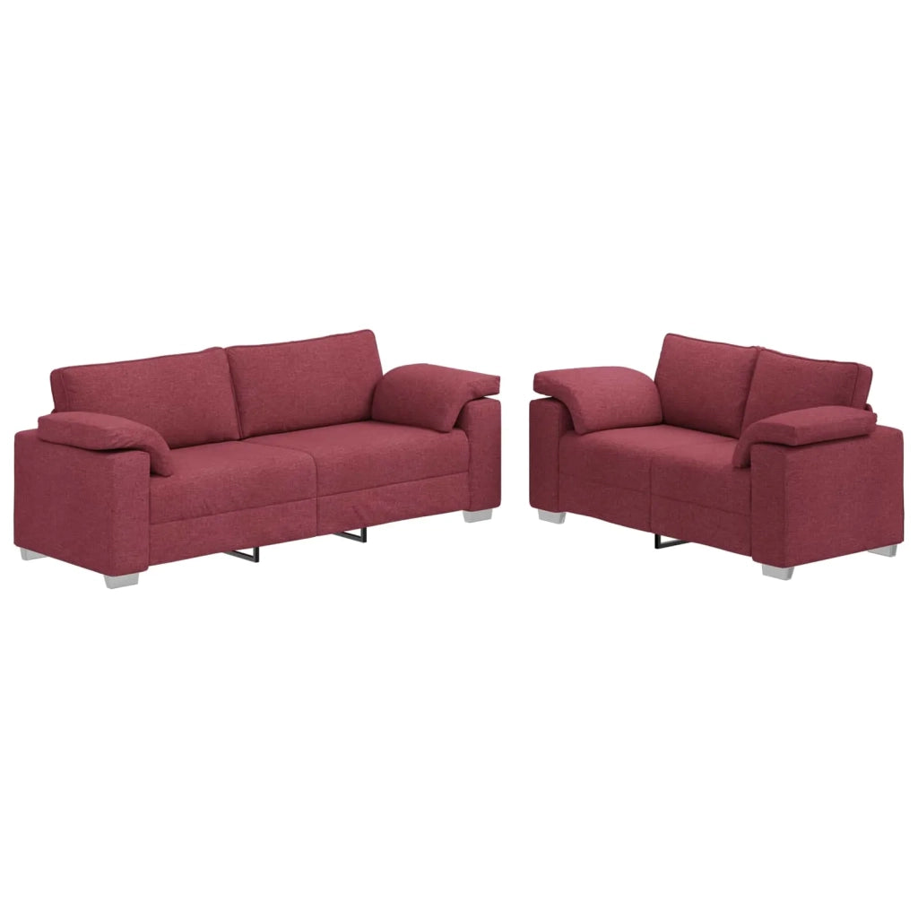 Divano 2 pcs Rosso Vino 219 x 80 x 82 cm Tessuto 3324743