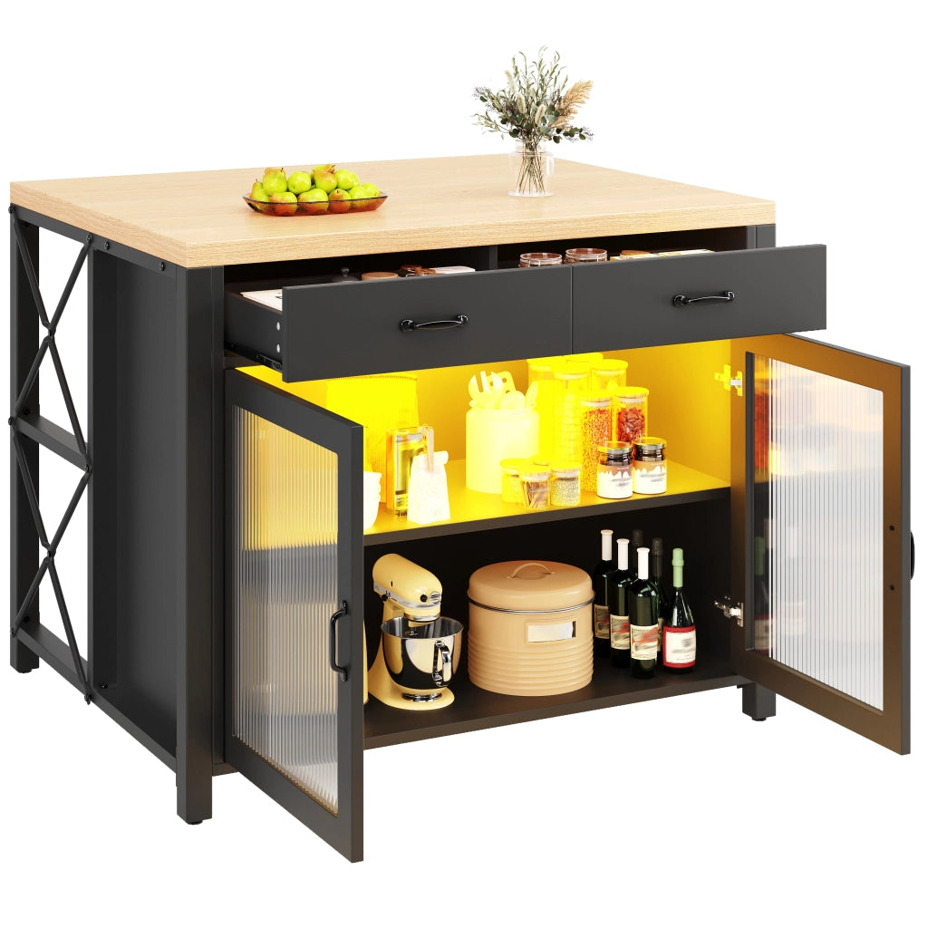 Set Tavolo Bar con Sgabelli per 4 Persone con LED ¨C Xylo ¨C Nero, Piano Cucina
