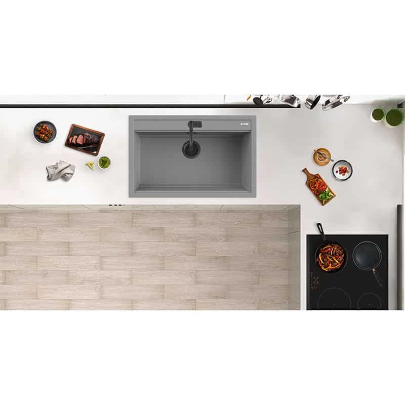 Lavello Quareco incasso 1 vasca 79×51 Prime 80 Granito Grigio QLP080GR