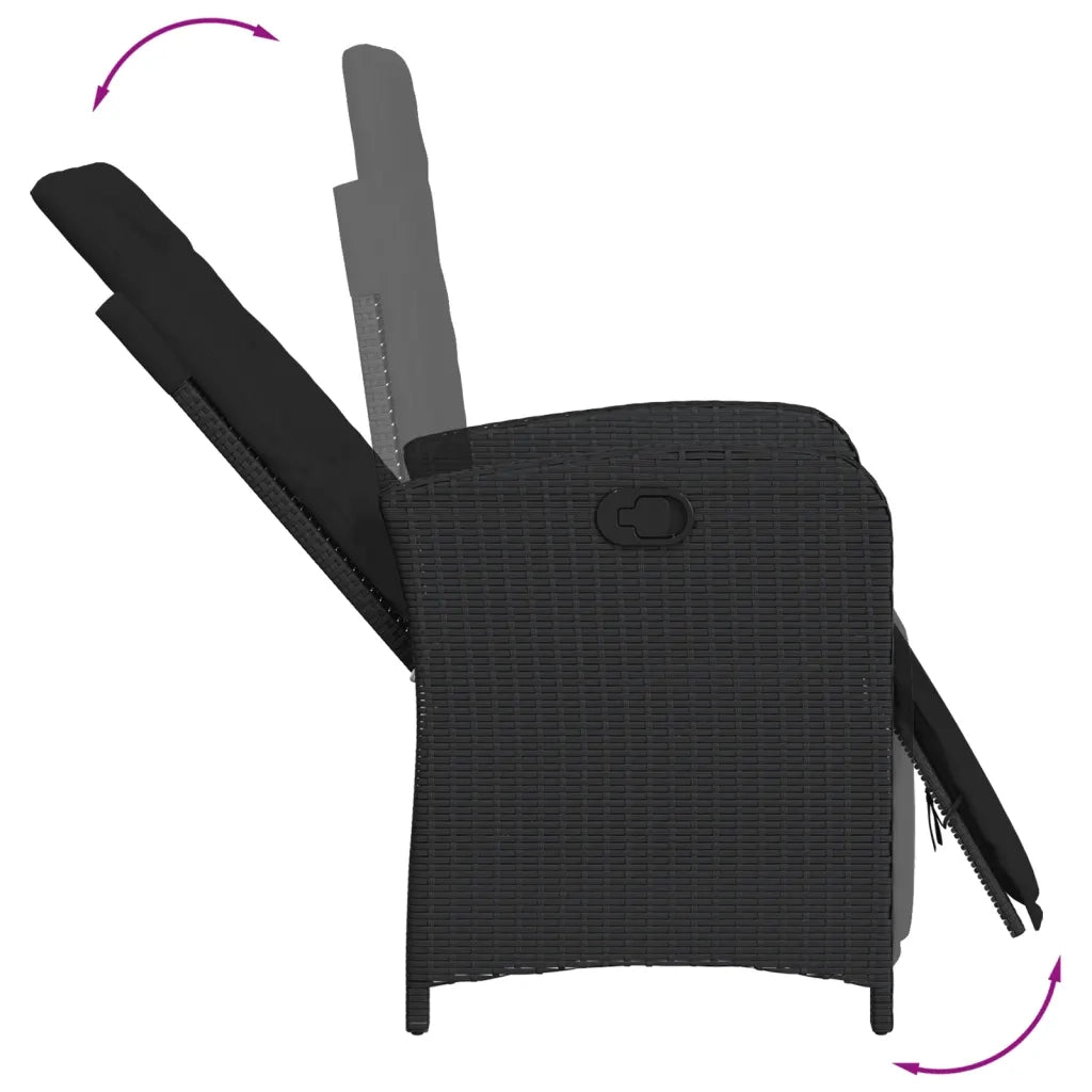Set da Pranzo da Giardino 5 pz Nero con Cuscini in Polyrattan 3212312