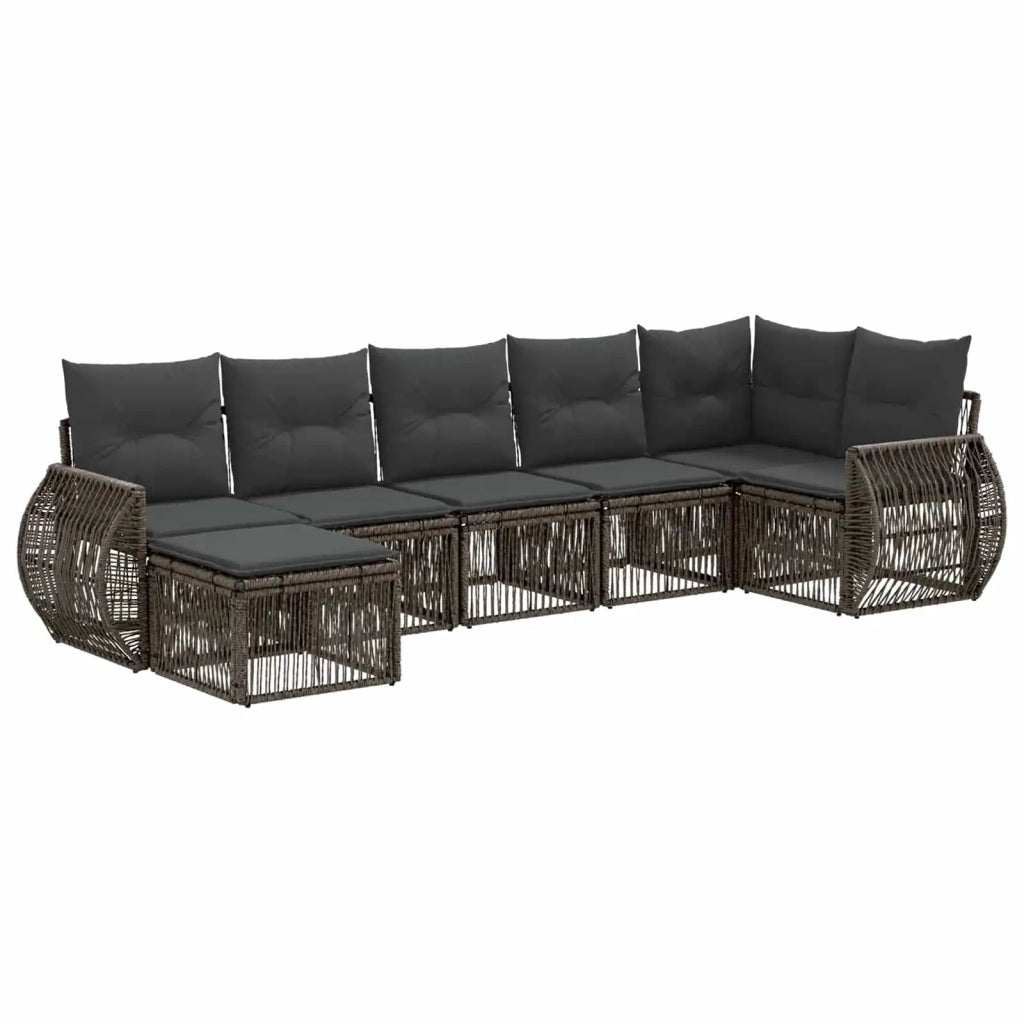 Set Divano da Giardino 7 pz Grigio e Grigio Scuro polyrattan 3435491
