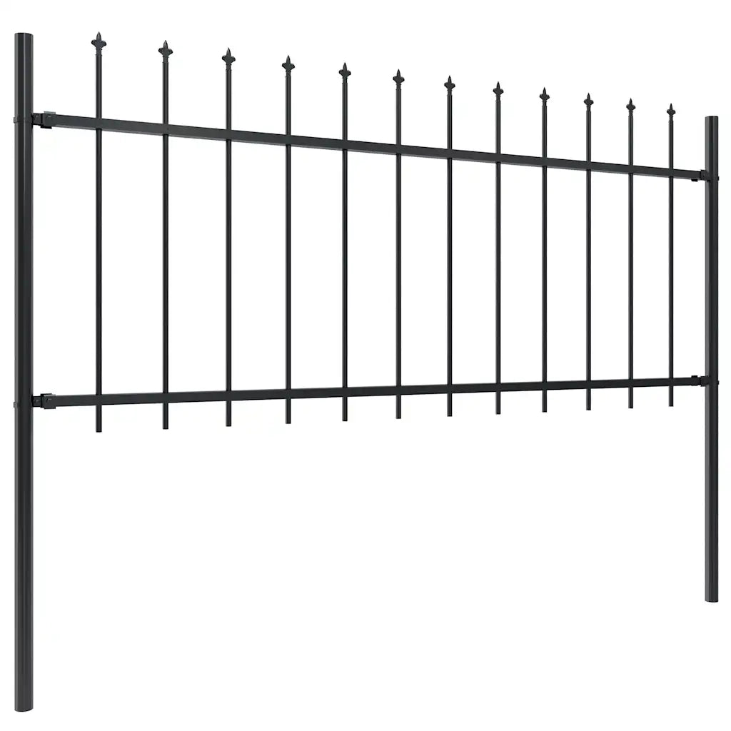 Recinzione da Giardino | Recinzione da cortile con Punta a Lancia in Acciaio 537x80 cm Nero