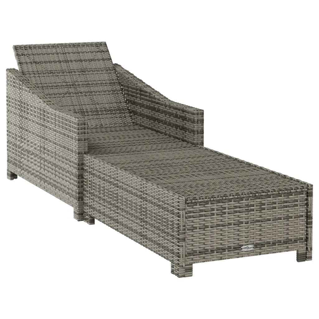 Lettino Prendisole con Cuscino Grigio Scuro Polyrattan Grigio 317180