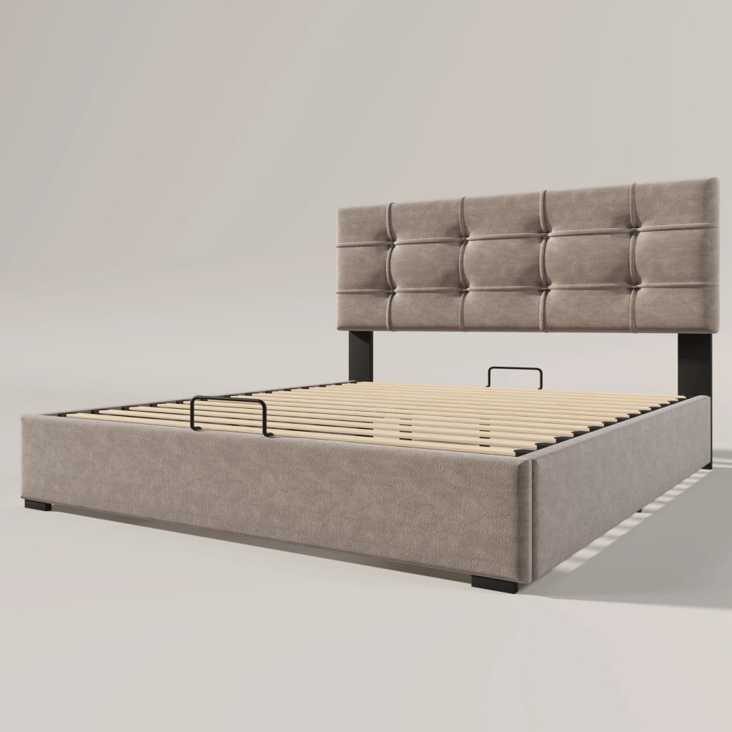 letto imbottito velluto grigio chiaro 140 x 200 cm