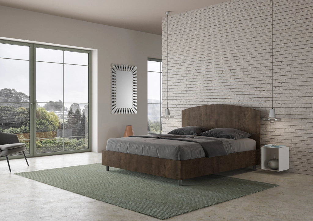 Letto Matrimoniale 160x190 cm con Rete Dora Noce