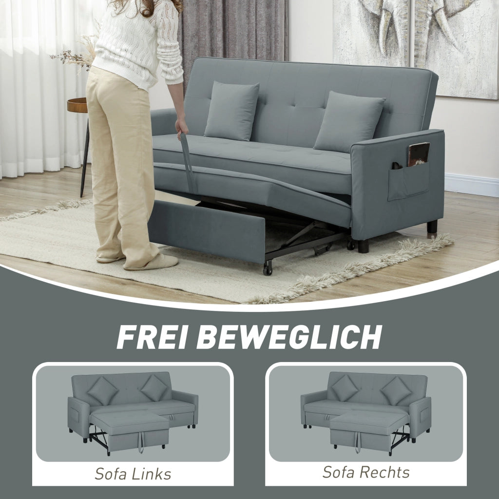 Divano letto 3 posti imbottito con cuscini ¨C zephmum ¨C grigio