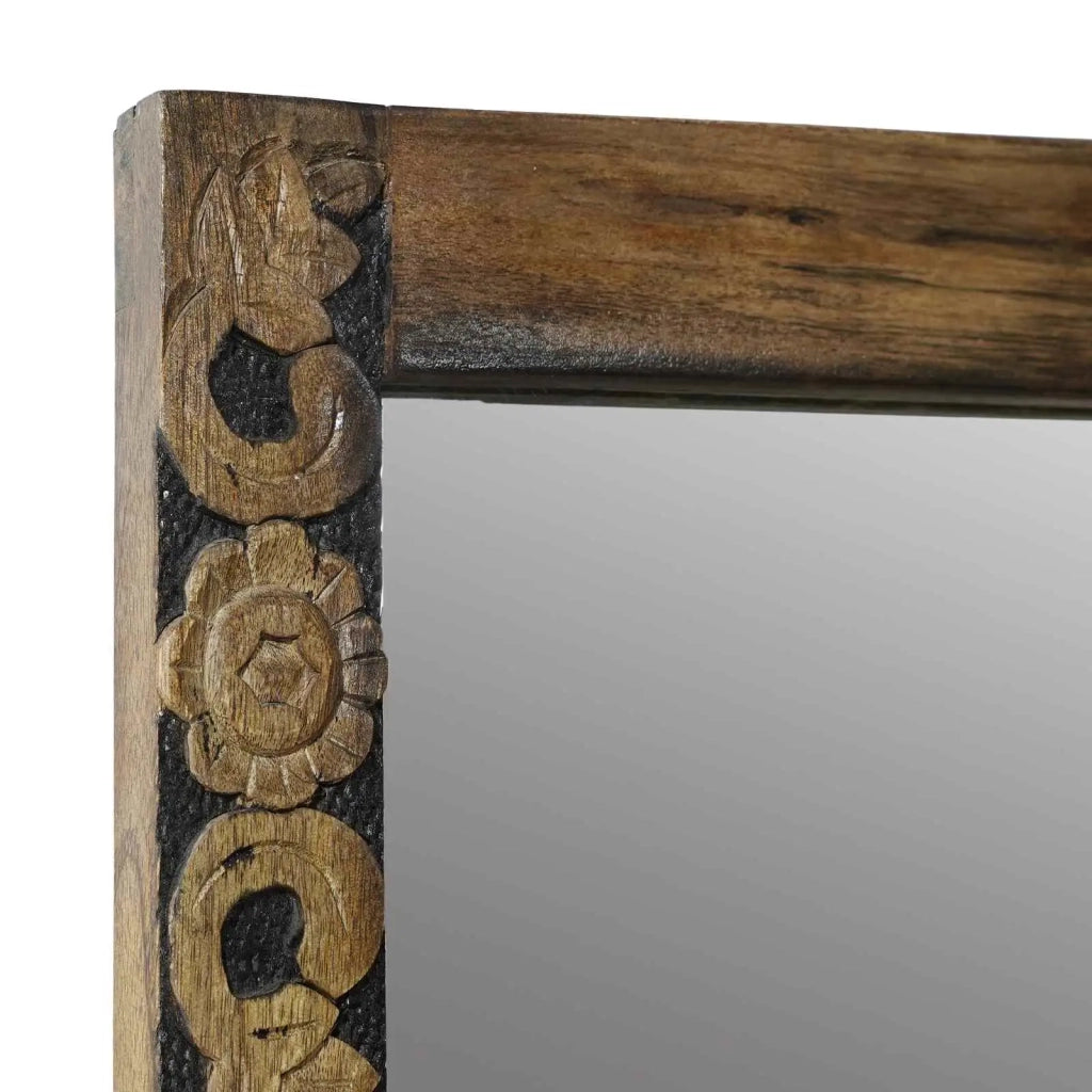 Specchio da Parete | Specchio decorativo Rettangolare Marrone Noce 70 x 50 cm