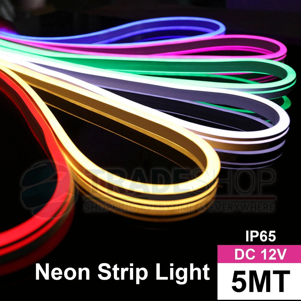 Trade Shop - Strip Led Fluorescente Effetto Tubo Neon Colorato Impermeabile In Silicone Dc12v - -bianco Freddo      -