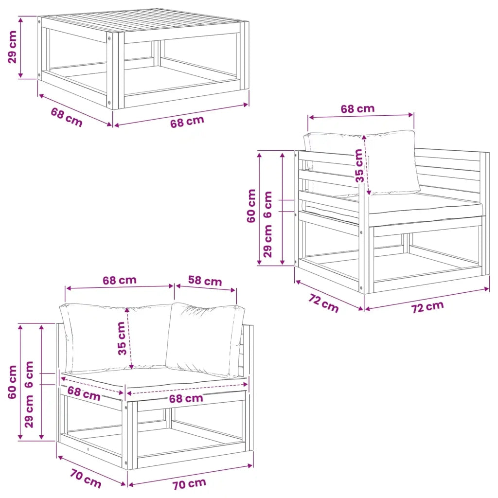 Set da giardino modulare 5 pezzi Naturale 3417285