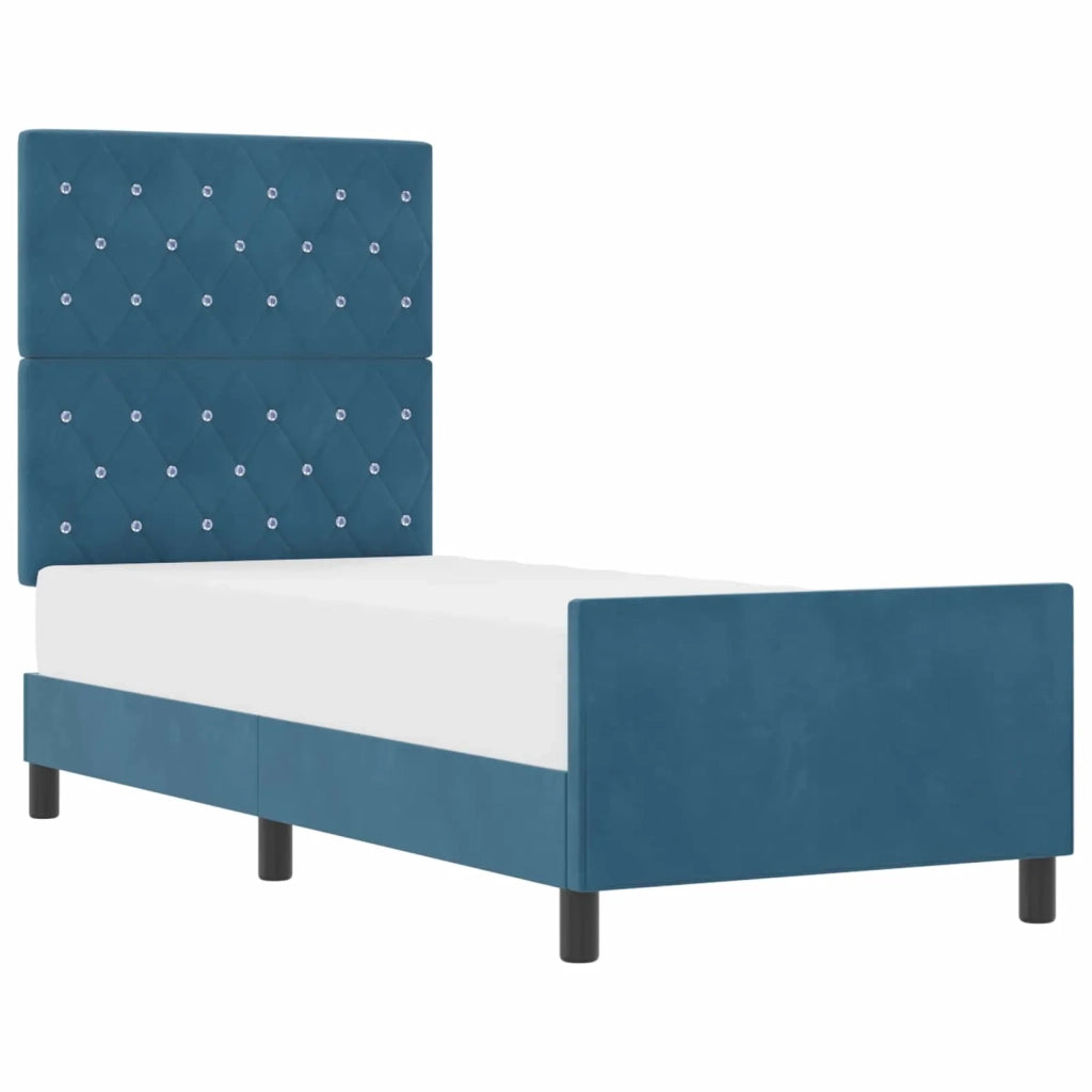 Letto a molle con testiera Blu Scuro 80 x 200 cm Velluto