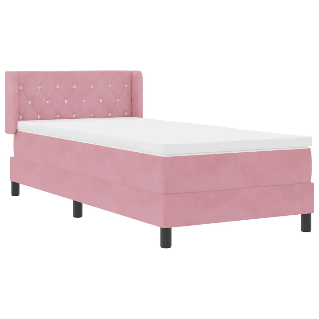 Letto a molle con materasso Rosa 200 x 100 cm Poliestere