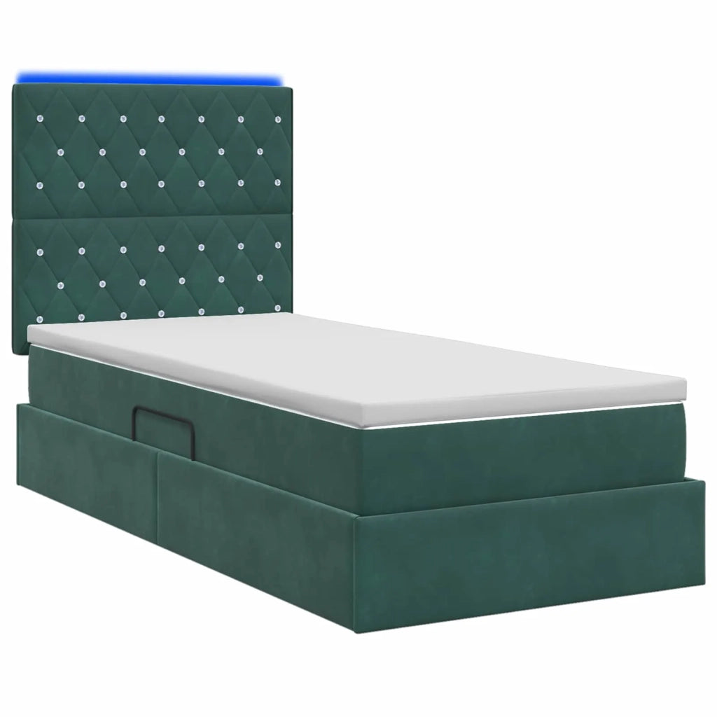 Letto con contenitore LED e materasso Verde Scuro 90 x 200 cm 3460047