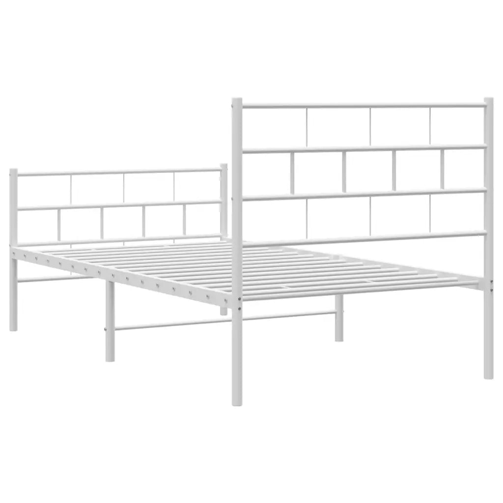 Giroletto con Testiera e Pediera-Struttura Letto Metallo Bianco 107x203 cm 101622