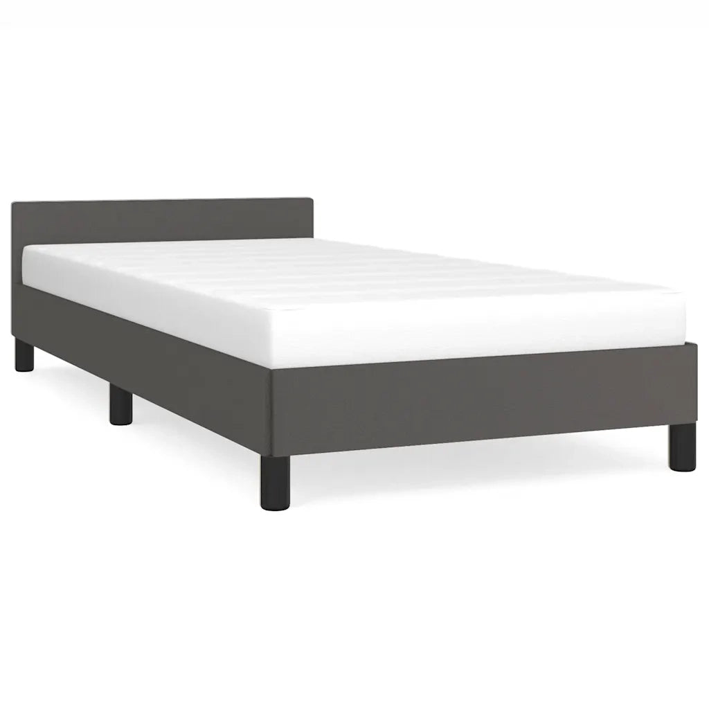 Giroletto con Testiera senza Materasso-Struttura Letto Grigio 90x190 cm